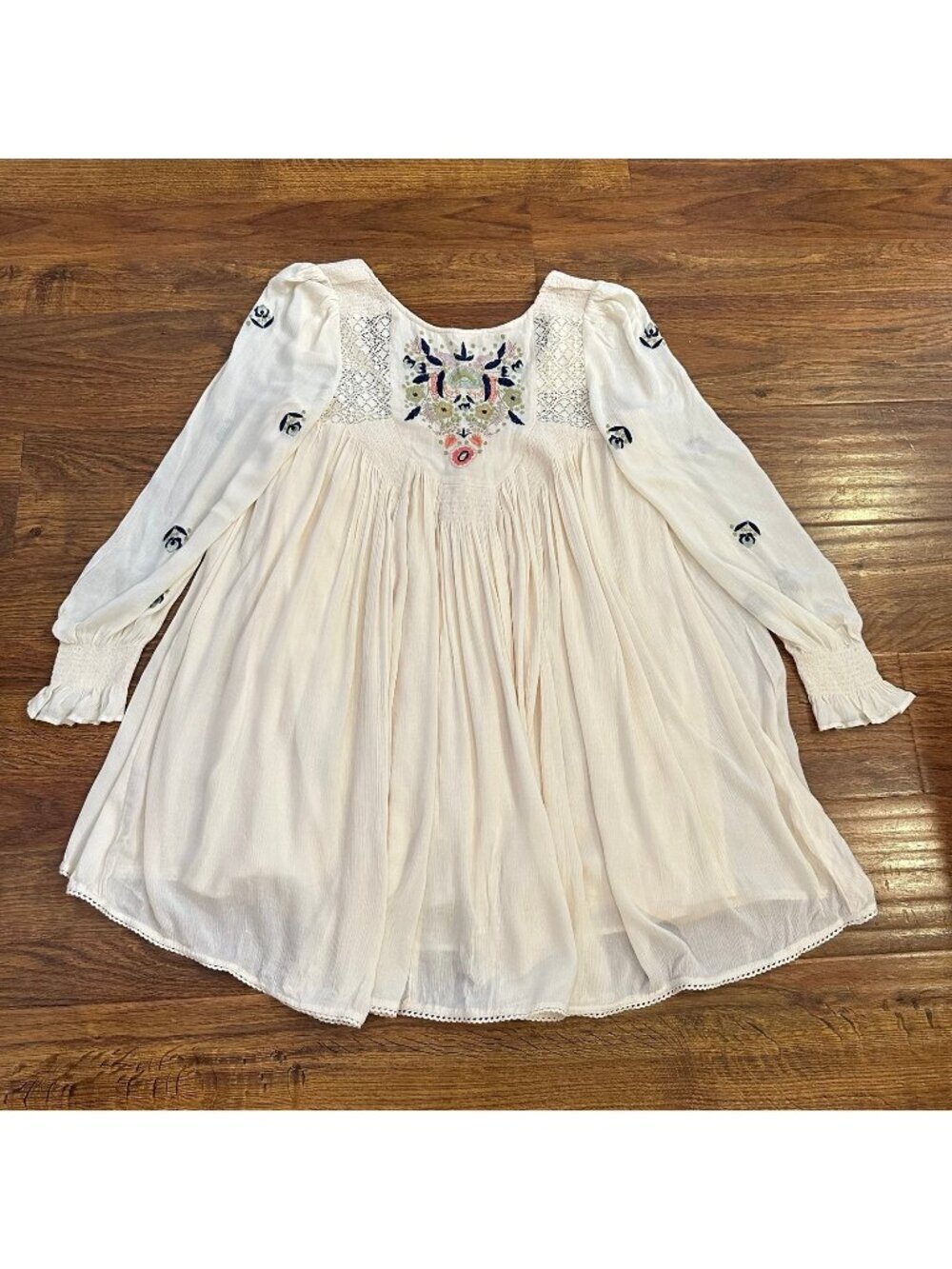 Free People Desert Bloom embroidered babydoll mini dress